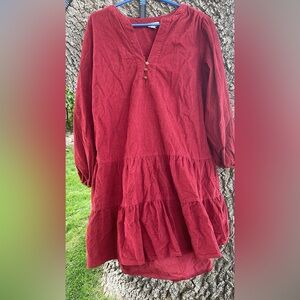 Time & True, Knee Length tiered, long sleeve dress. 3 Buttons, never worn.